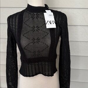 Zara Elegant Black Lace Women Top
